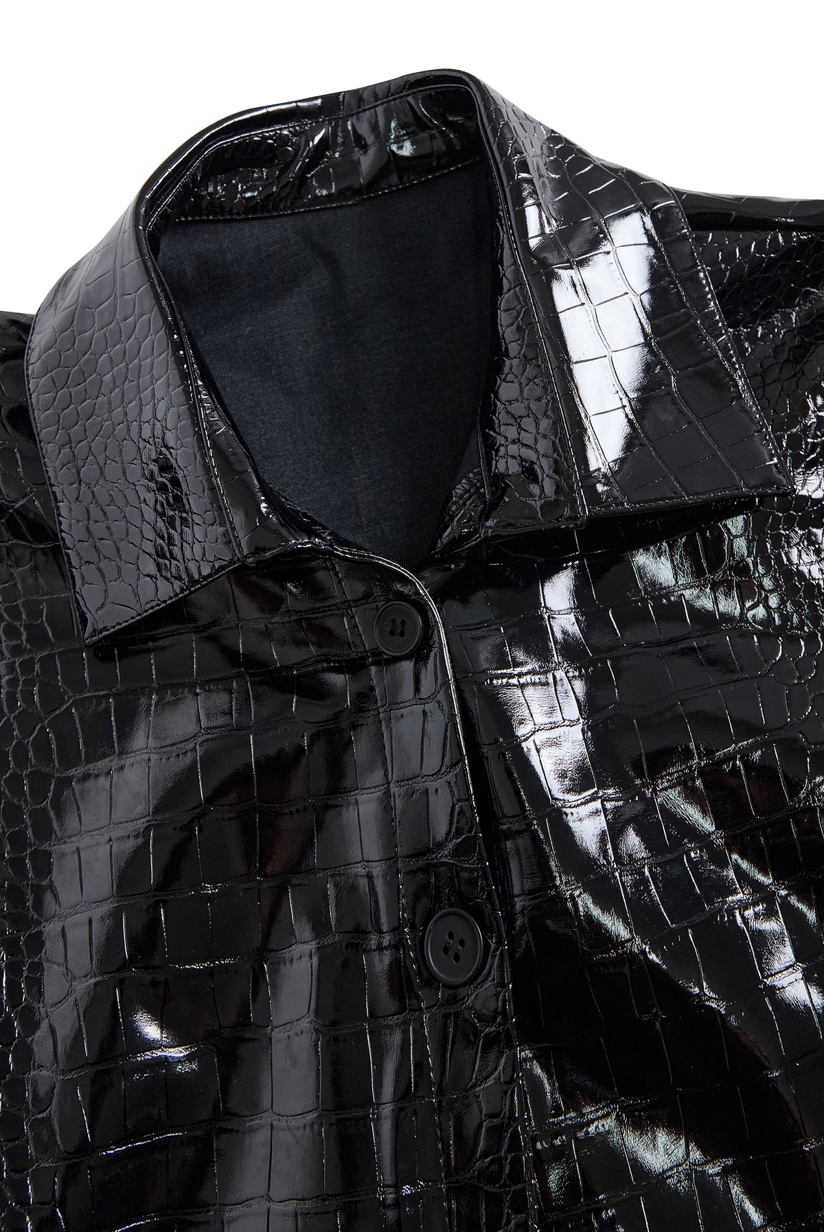 Croco | Chemise noire effet croco