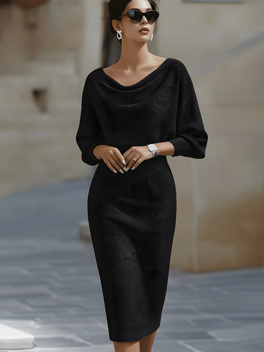 Clarisse | Robe midi drapée élégante intemporelle
