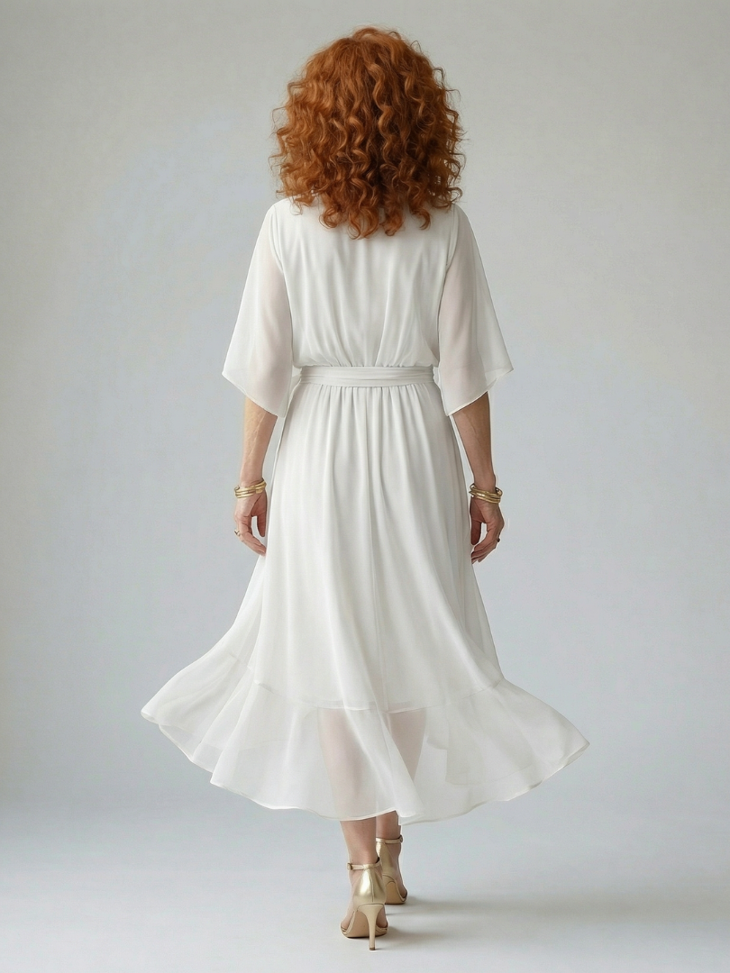 Solveig | Robe midi drapée nouée