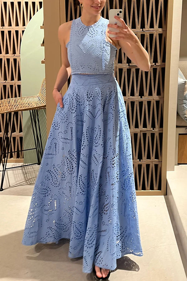 Larissa | Ensemble haut brodé et jupe longue