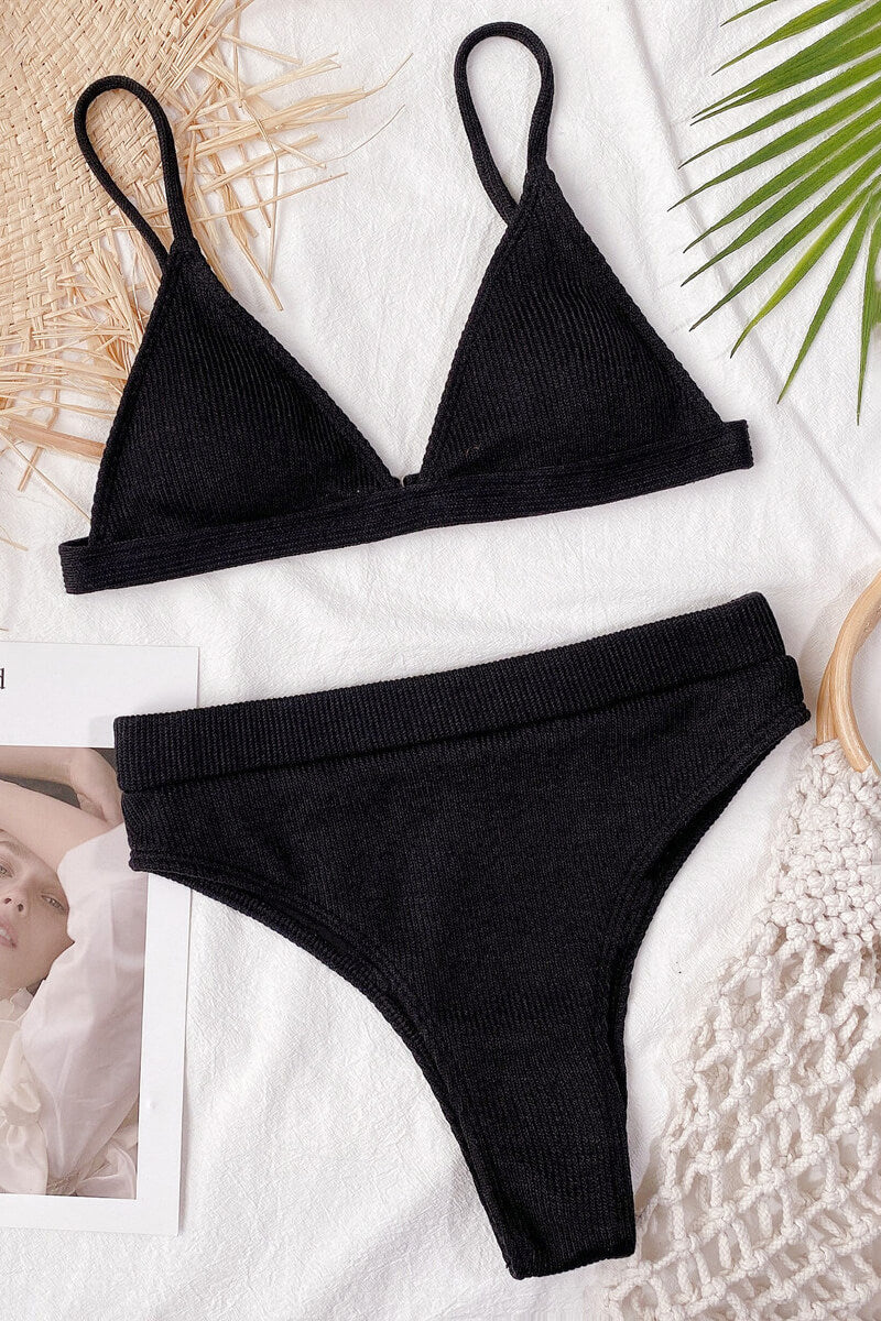 Côte | Bikini côtelé triangle et taille haute