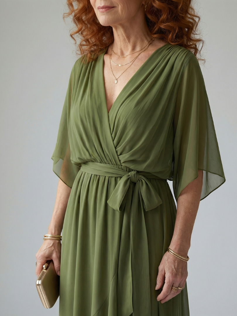 Solveig | Robe midi drapée nouée