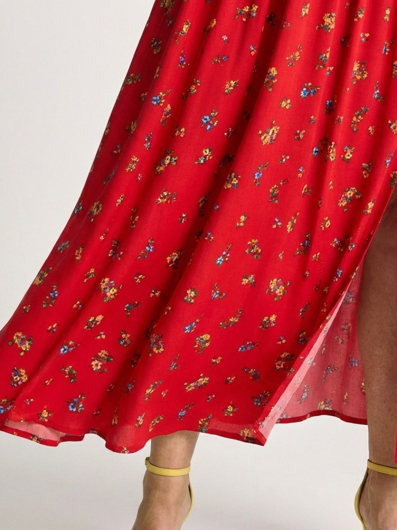 Delphine | Robe midi à manches bouffantes