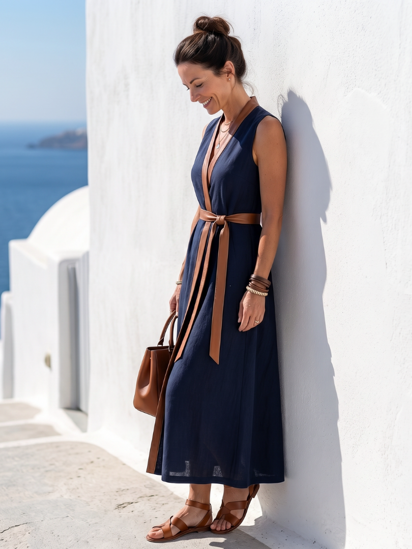 Myra | Robe midi à lignes contrastées