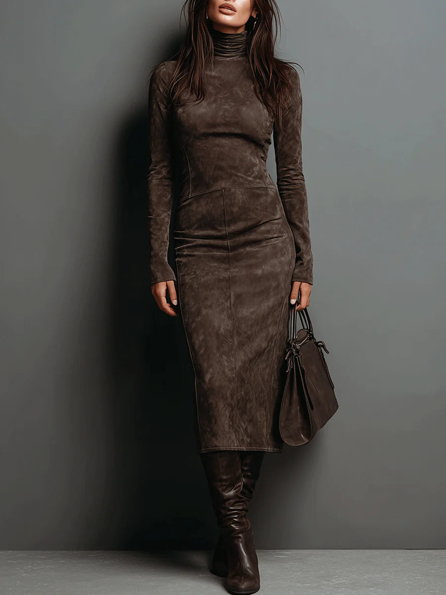 Mildred | Robe longue effet daim