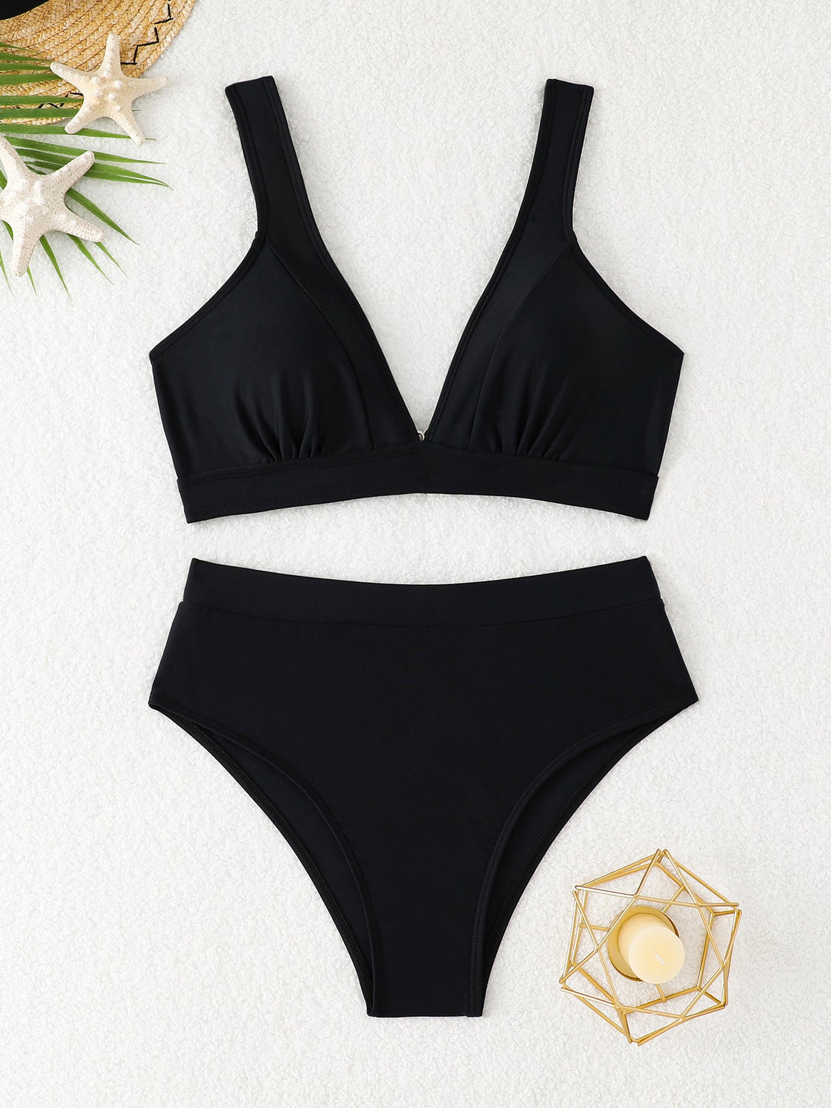 Gaïa | Bikini taille haute à col V profond