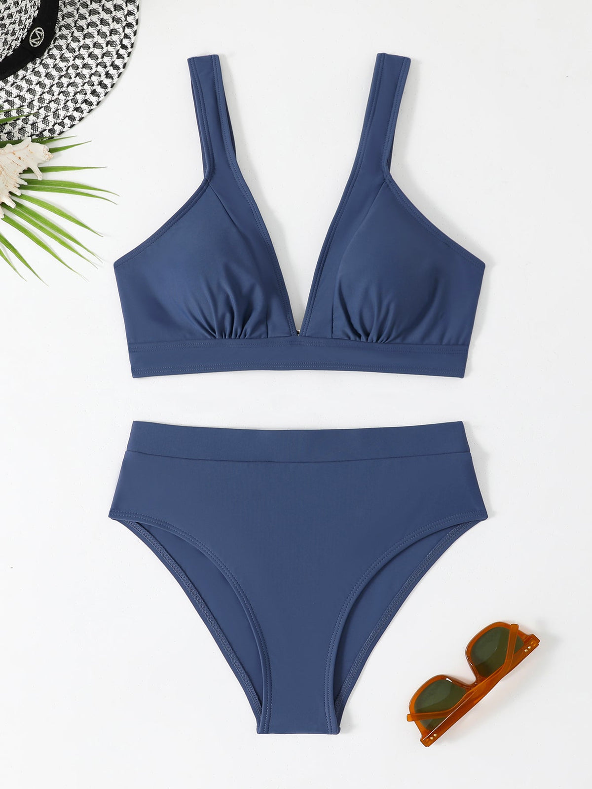 Gaïa | Bikini taille haute à col V profond