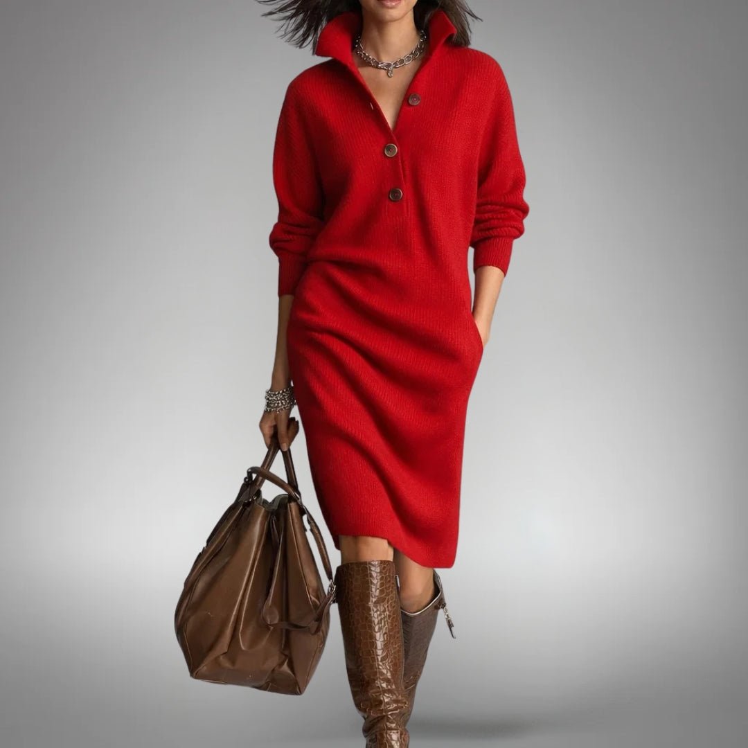 Jolie | Robe en tricot douce avec boutons