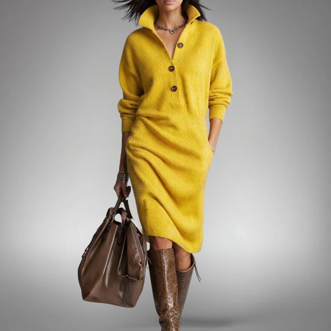 Jolie | Robe en tricot douce avec boutons