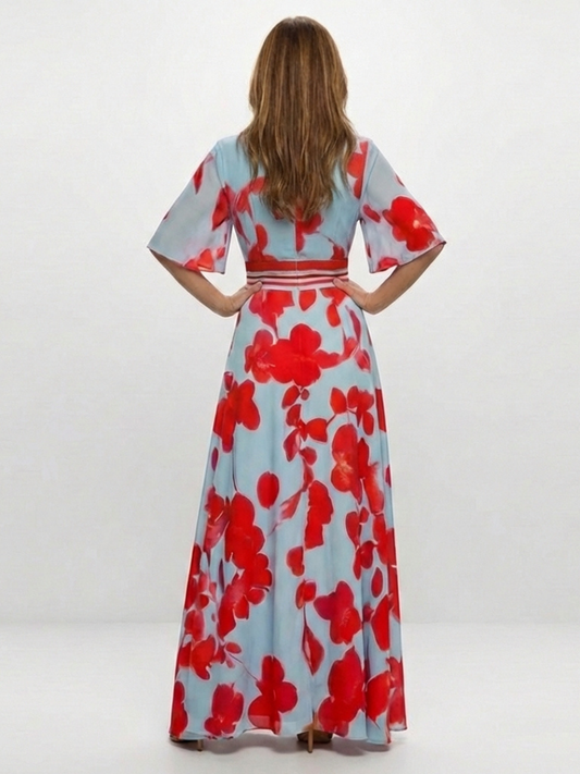 Corinne | Robe maxi fleurie à manches