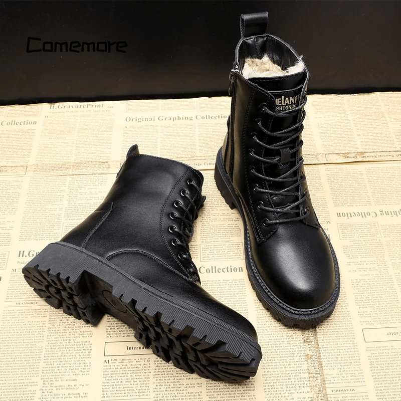 Ébène | Bottes en cuir noir poli