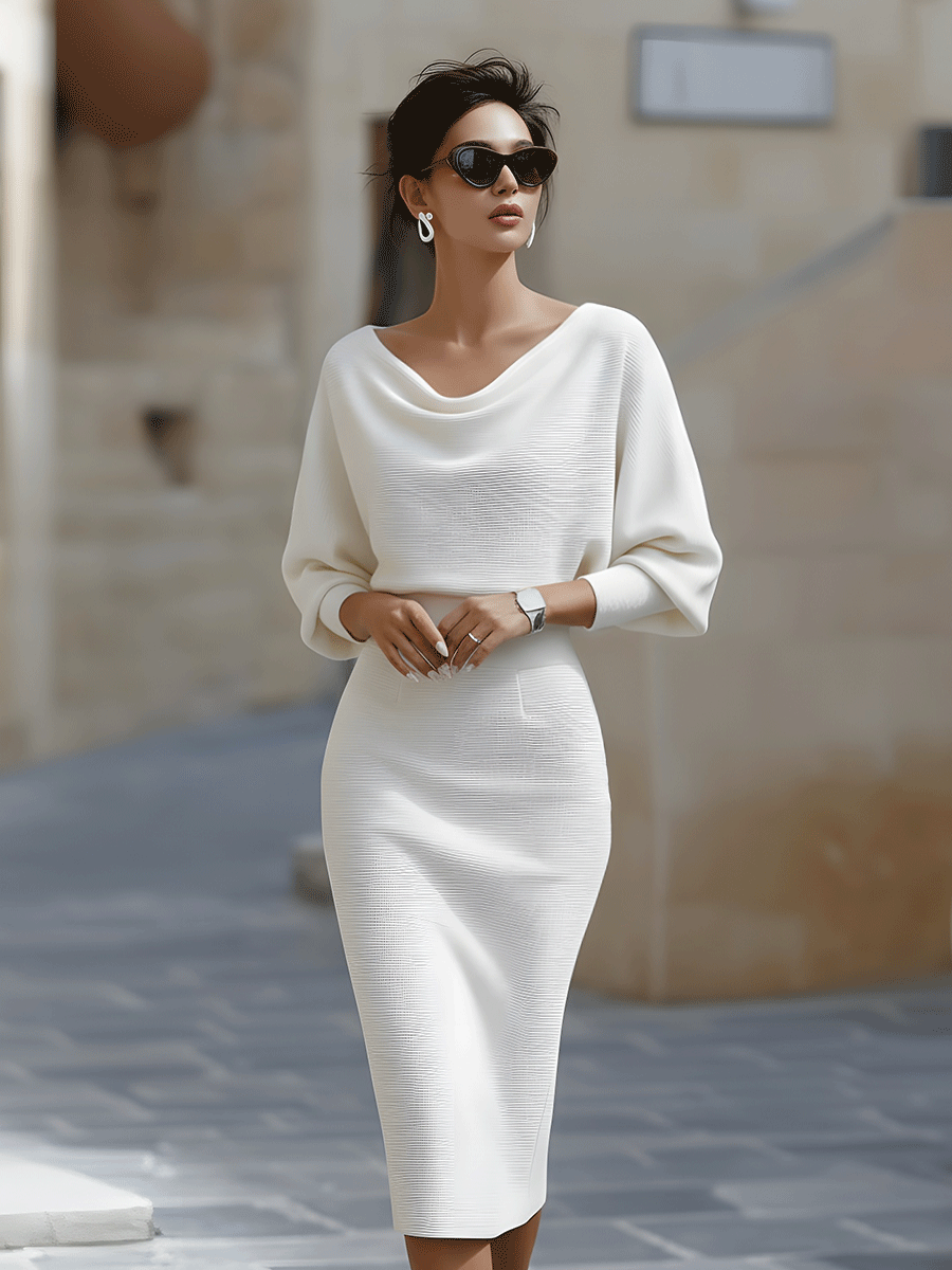 Clarisse | Robe midi drapée élégante intemporelle