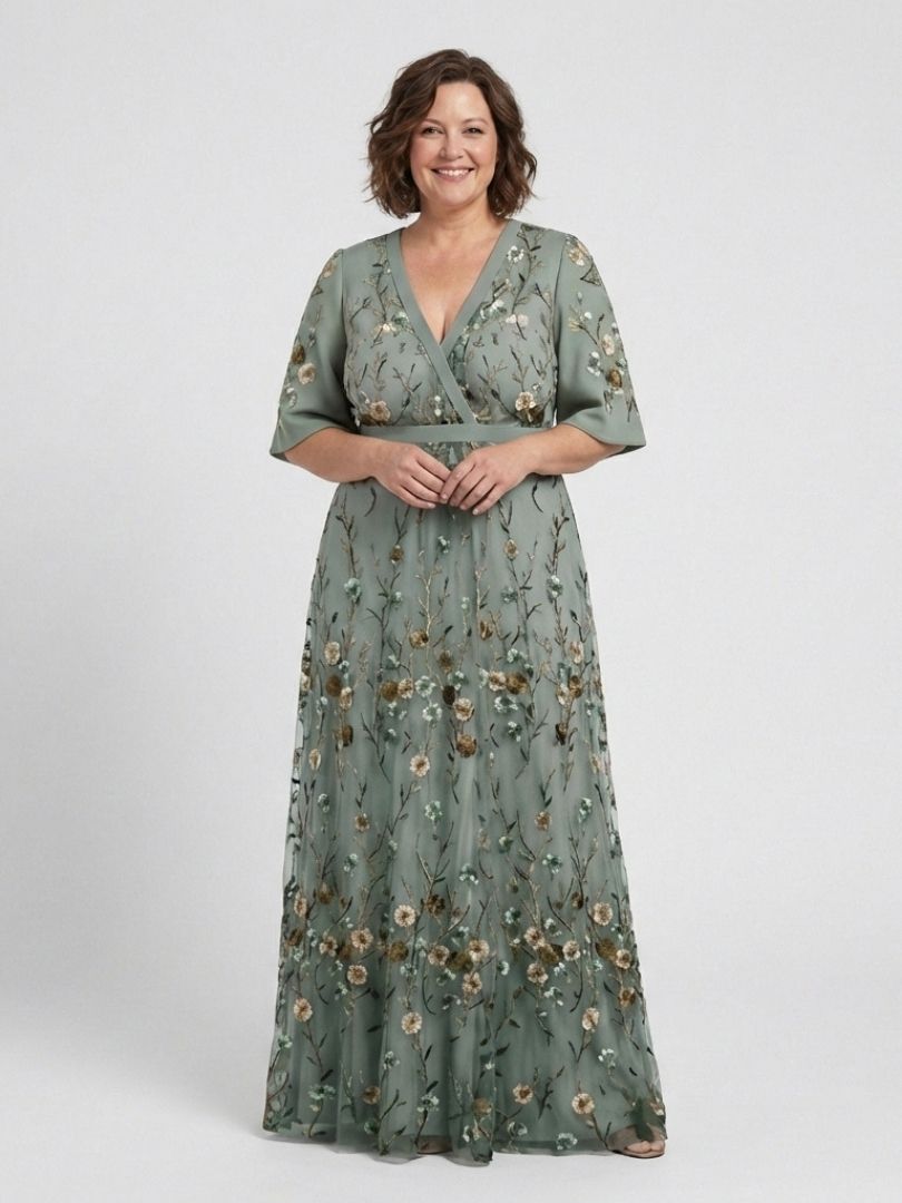 Eva | Robe maxi à manches courtes