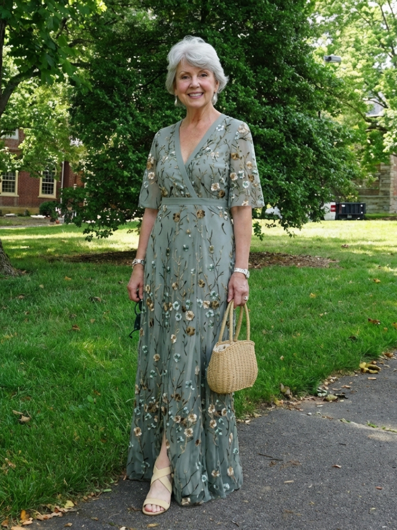 Eva | Robe maxi à manches courtes