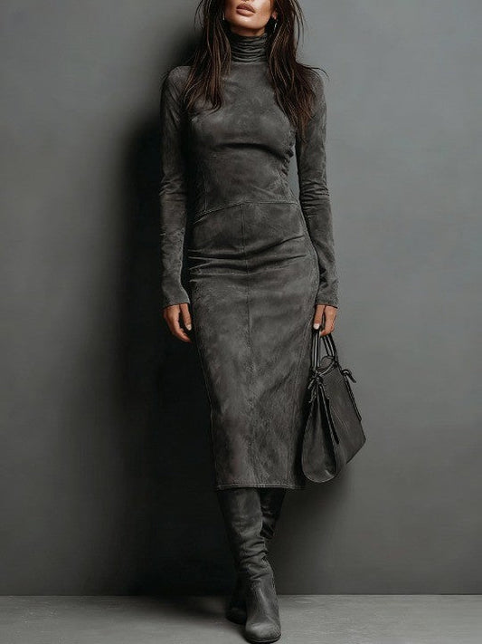Mildred | Robe longue effet daim