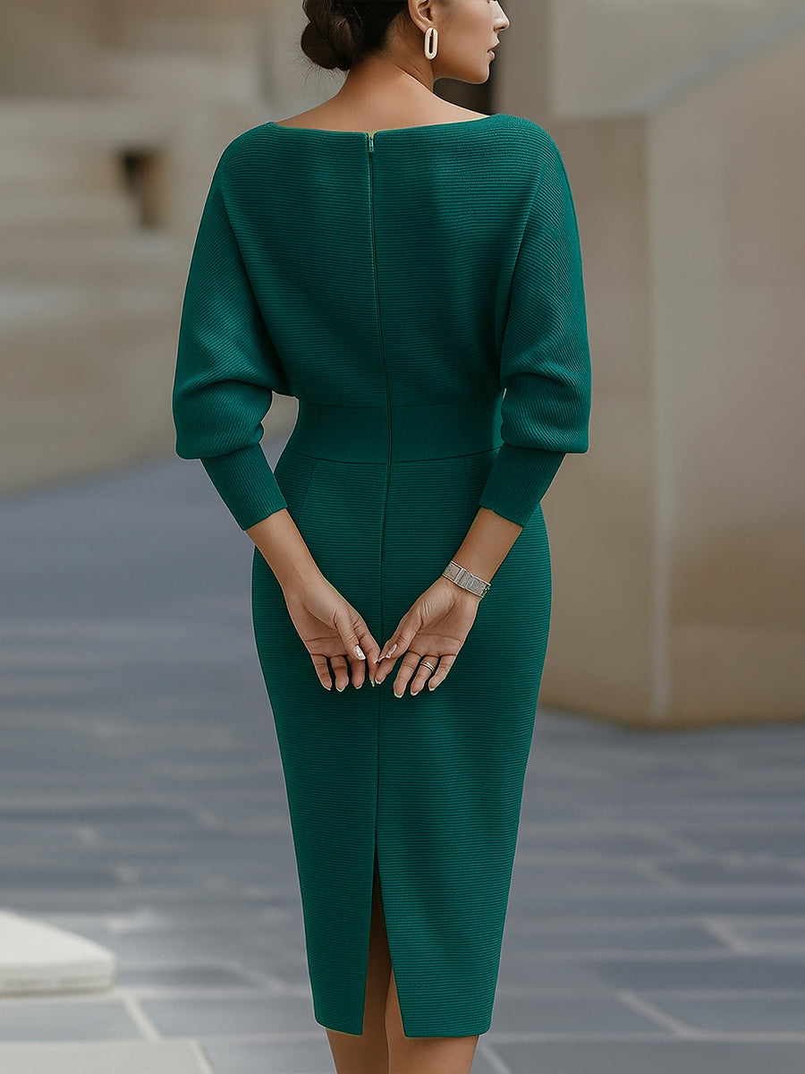 Clarisse | Robe midi drapée élégante intemporelle