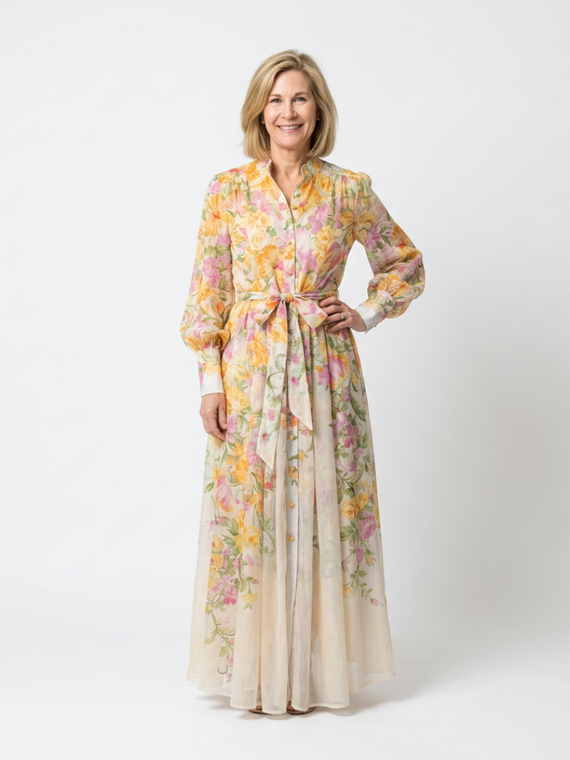 Cressida | Robe longue florale transparente