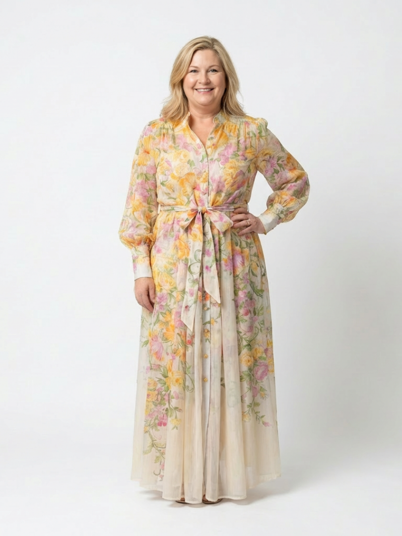 Cressida | Robe longue florale transparente