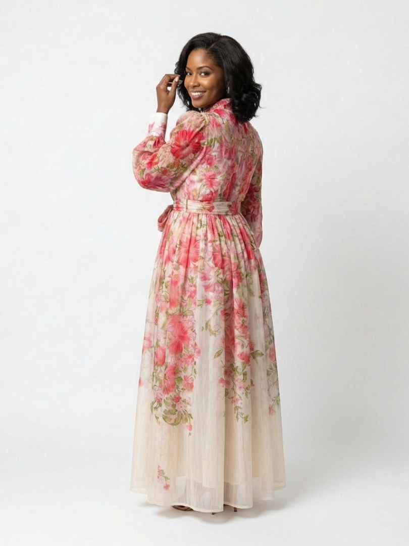 Cressida | Robe longue florale transparente