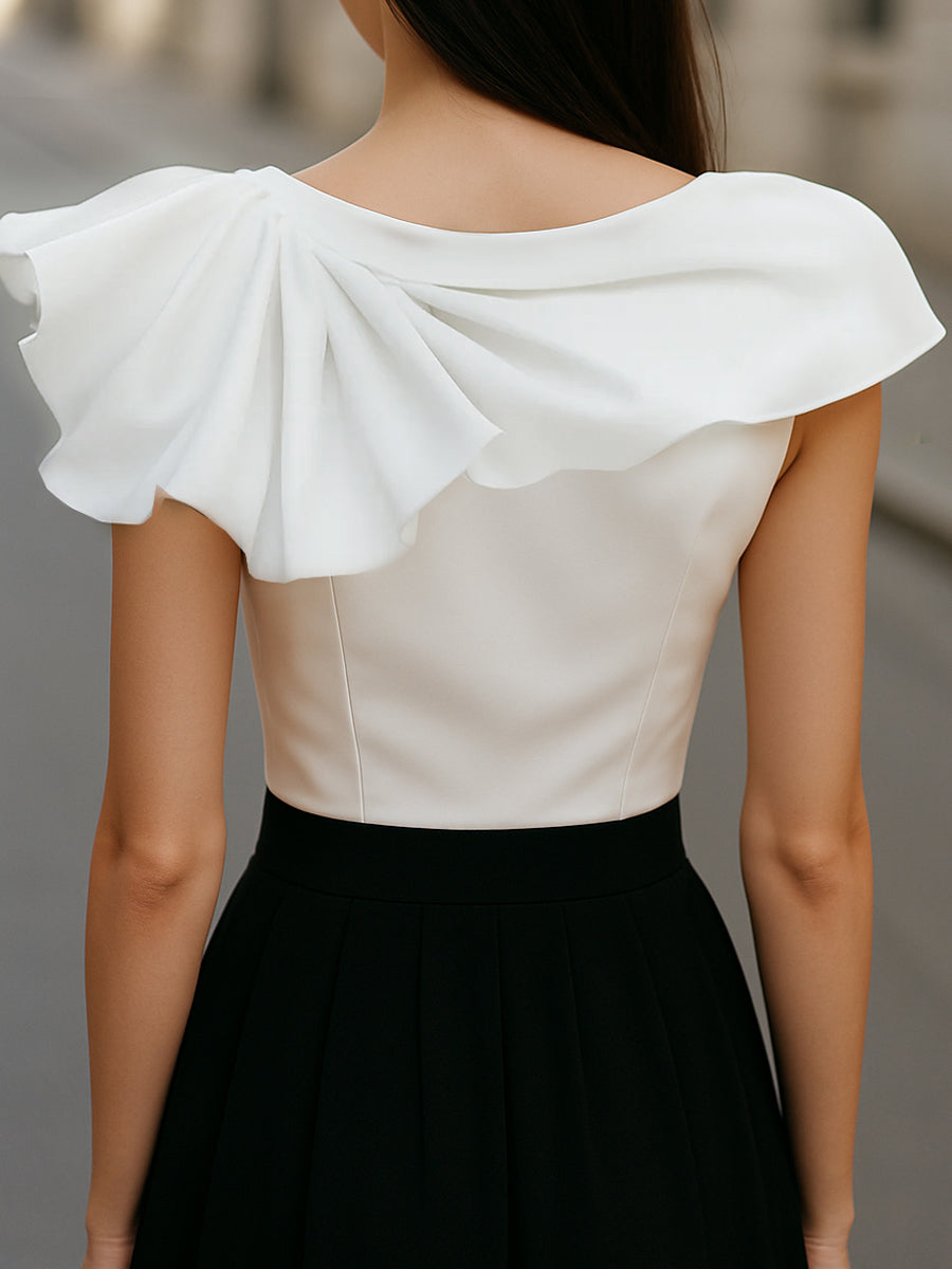 Lison | Blouse asymétrique à volant et col bateau