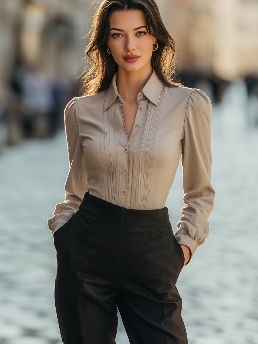 Apolline | Blouse boutonnée à plis devant