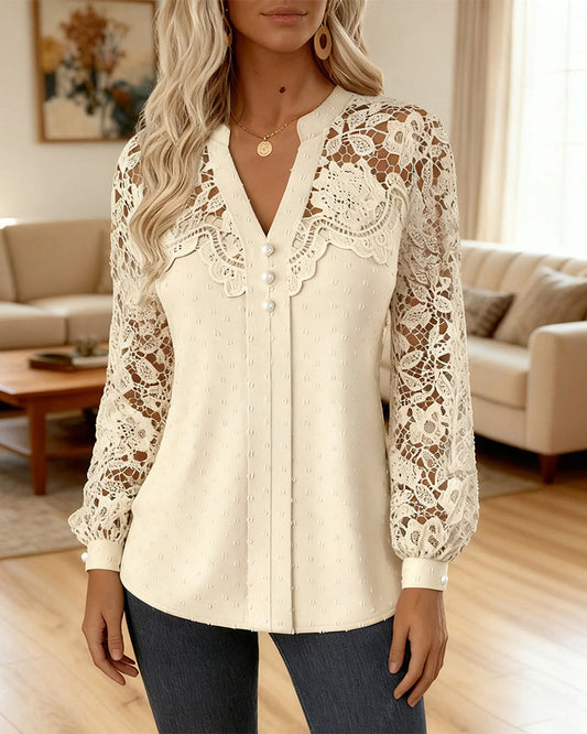Chemise Manche Ballon Dentelle Crochet