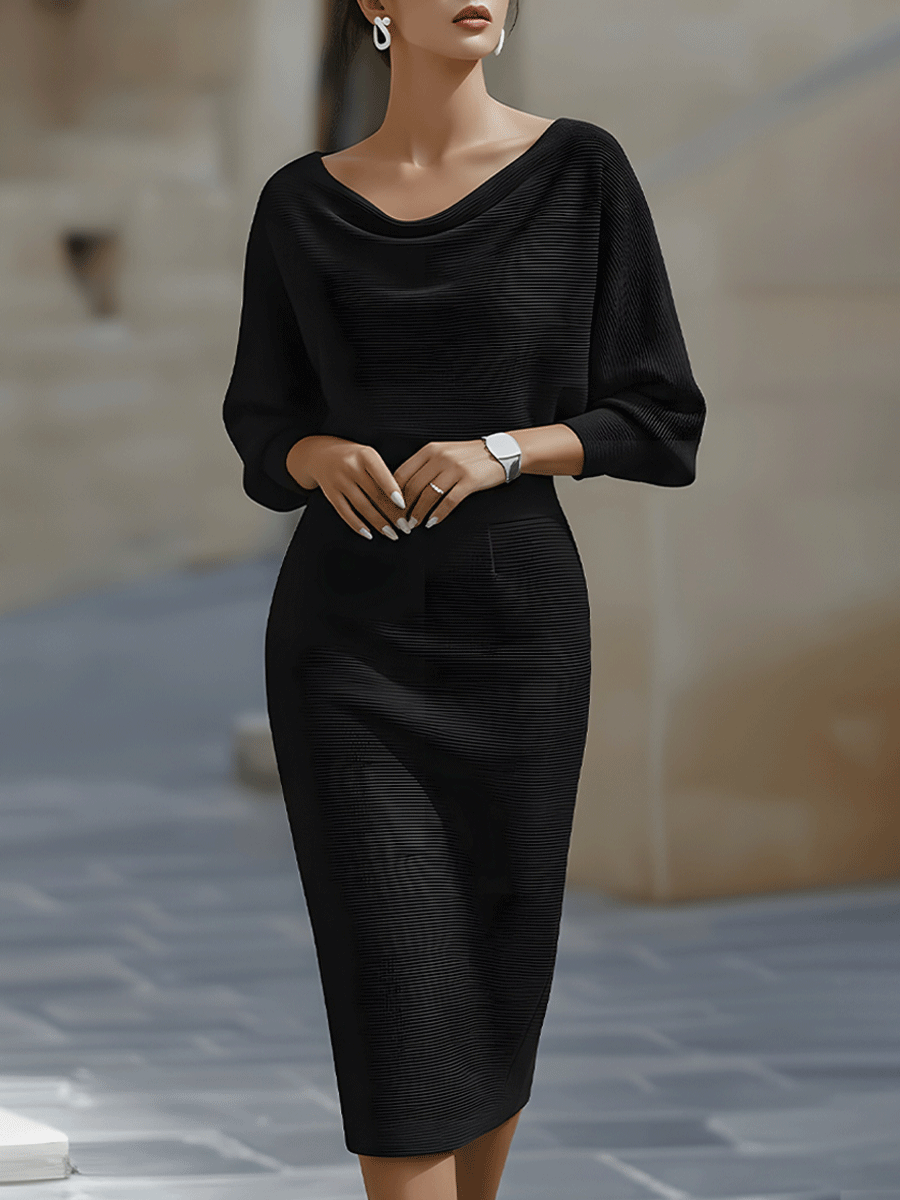 Clarisse | Robe midi drapée élégante intemporelle