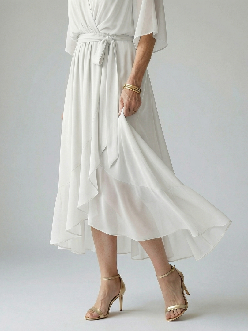 Solveig | Robe midi drapée nouée