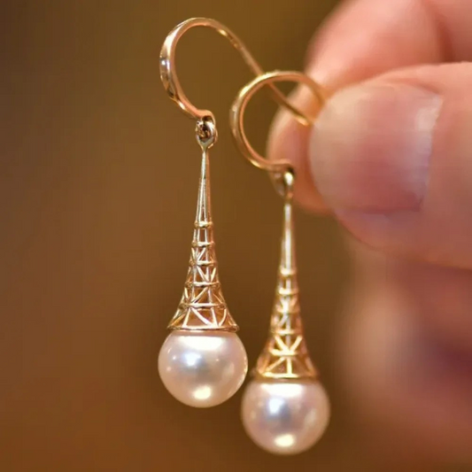 Boucles d'oreilles en perles d'or au style vintage