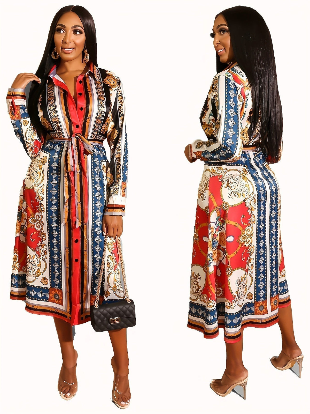 Marigold | Robe chemise à manches longues mi-mollet