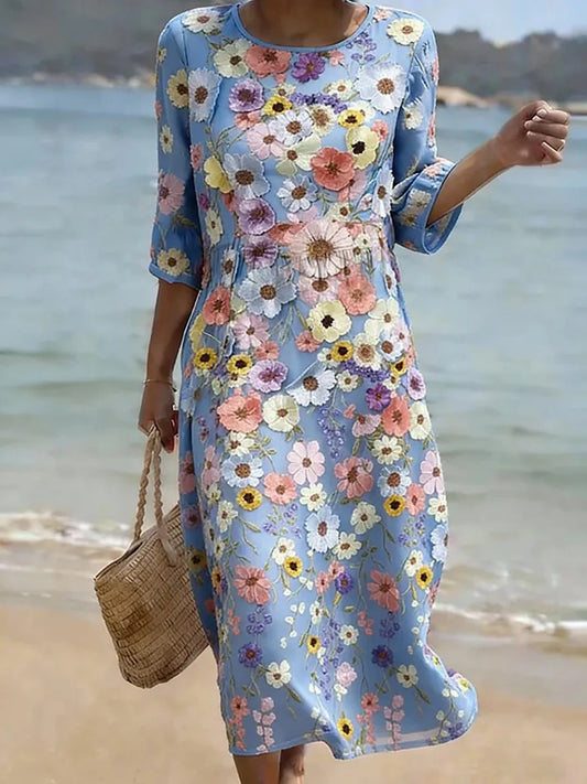 Elin | Robe midi fleurie romantique