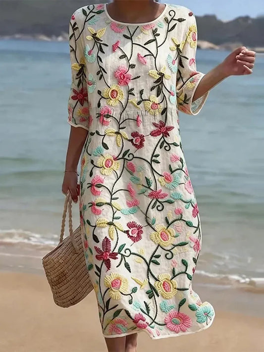 Louise | Robe midi botanique