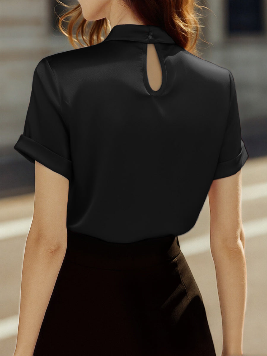 Ines | Blouse en satin blanc à encolure goutte
