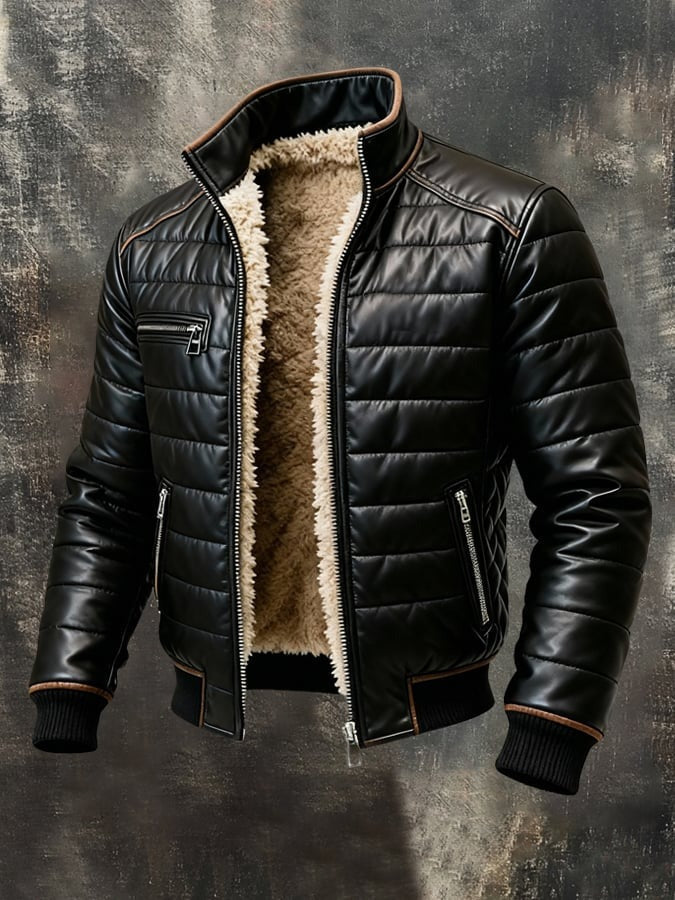 Antony | Veste matelassée noire à doublure sherpa