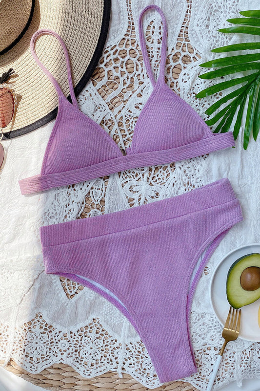 Côte | Bikini côtelé triangle et taille haute