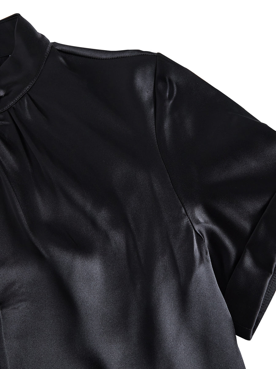 Ines | Blouse en satin blanc à encolure goutte