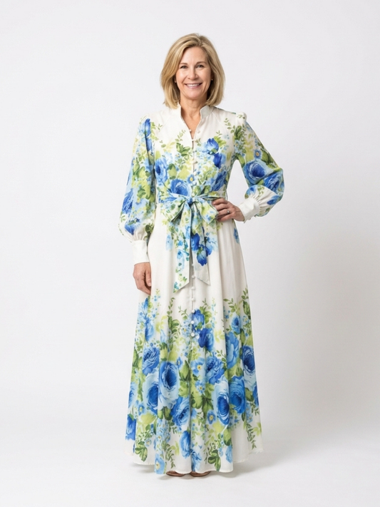 Nora | Robe maxi à manches longues à fleurs