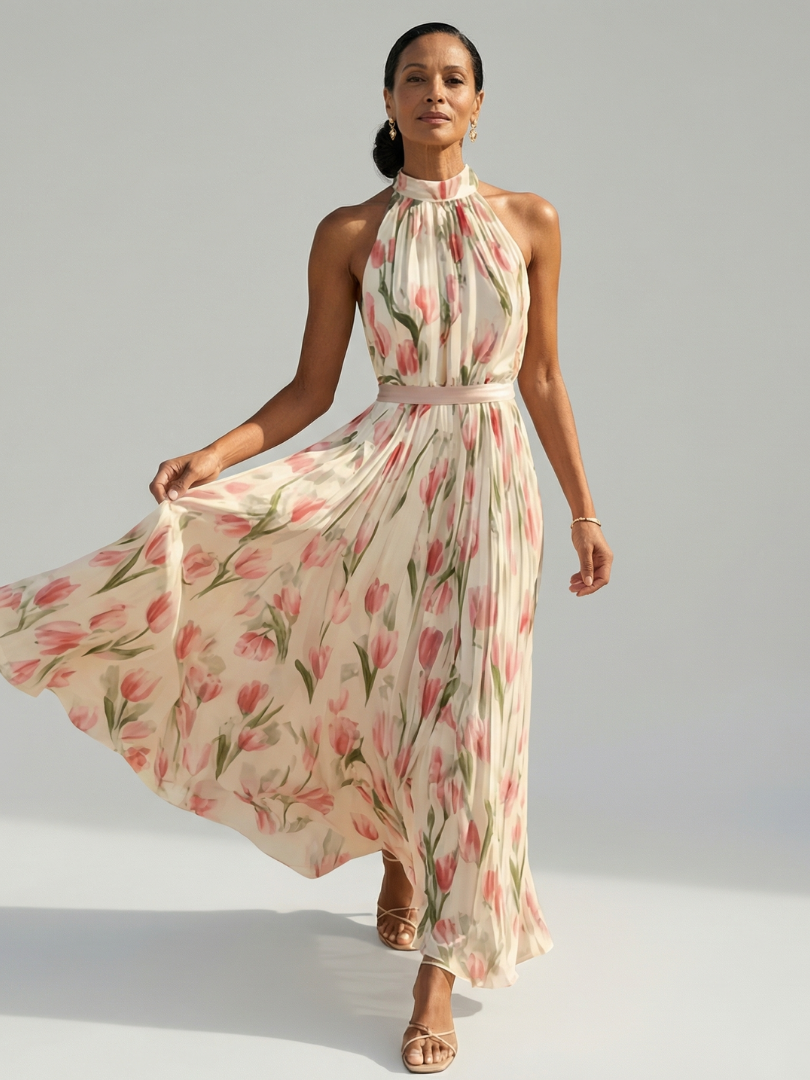 Mette | Robe col halter fleuri