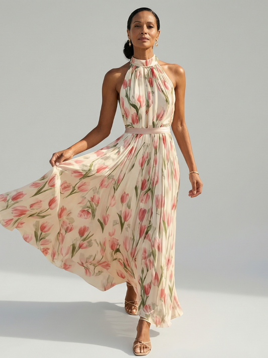 Mette | Robe col halter fleuri
