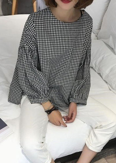 Blouse à carreaux asymétrique