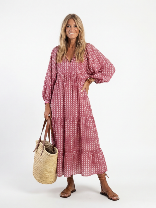 Arlette | Robe midi à imprimé géométrique
