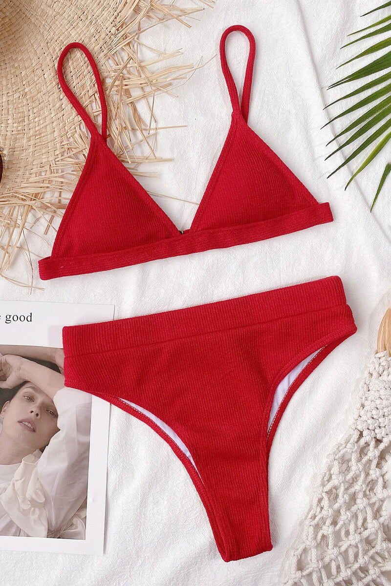 Côte | Bikini côtelé triangle et taille haute