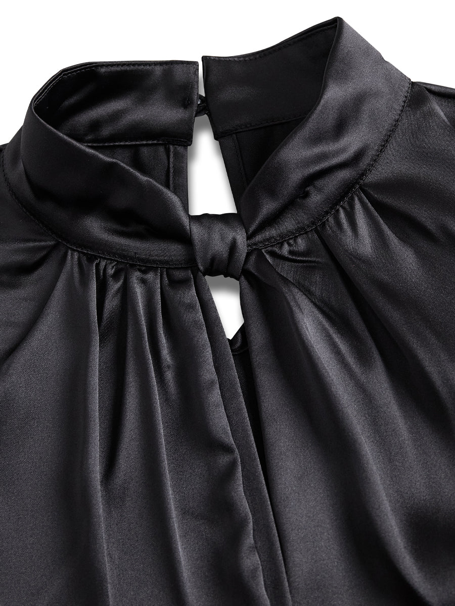 Ines | Blouse en satin blanc à encolure goutte
