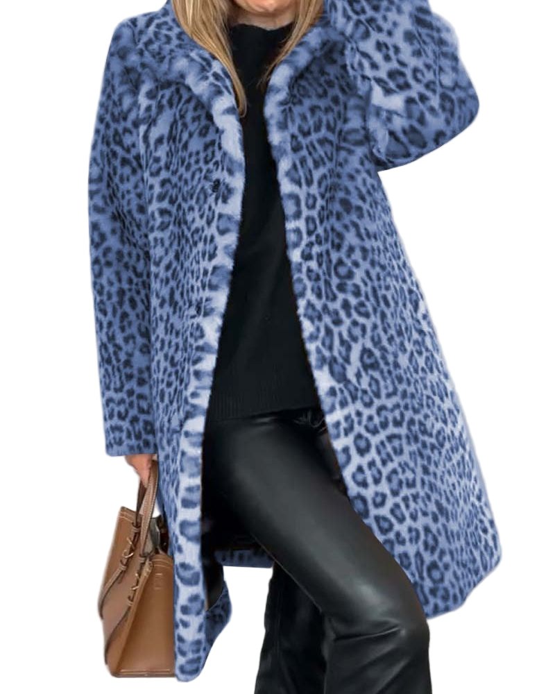 Leifa | Manteau long doux à motif léopard