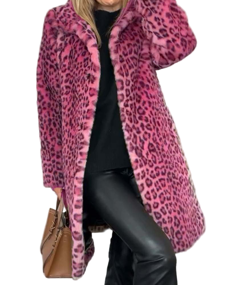 Leifa | Manteau long doux à motif léopard