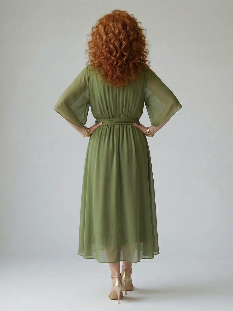 Solveig | Robe midi drapée nouée