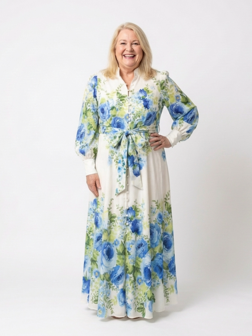 Nora | Robe maxi à manches longues à fleurs