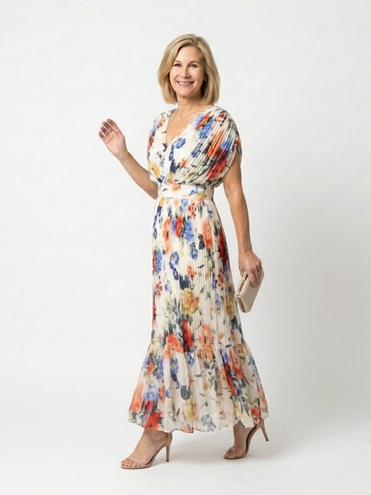 Savannah | Robe midi fleurie plissée