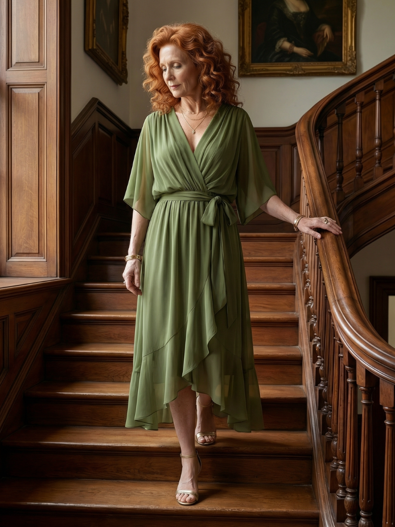 Solveig | Robe midi drapée nouée