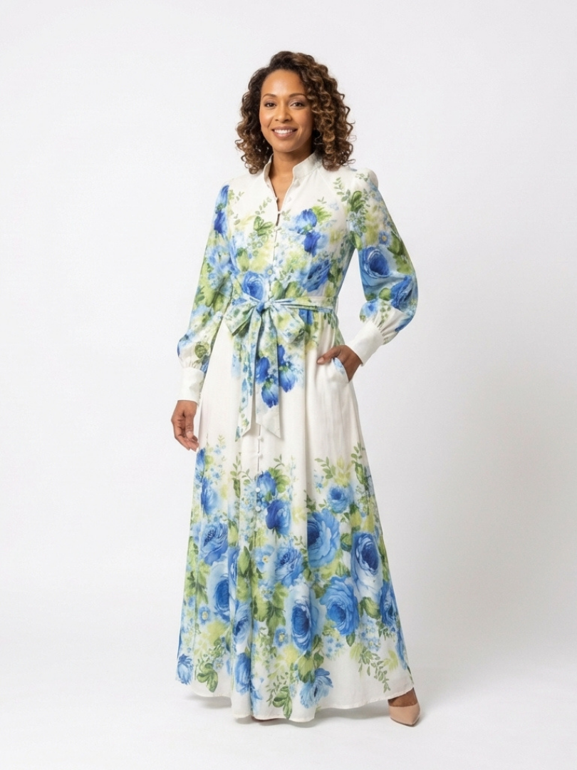 Nora | Robe maxi à manches longues à fleurs